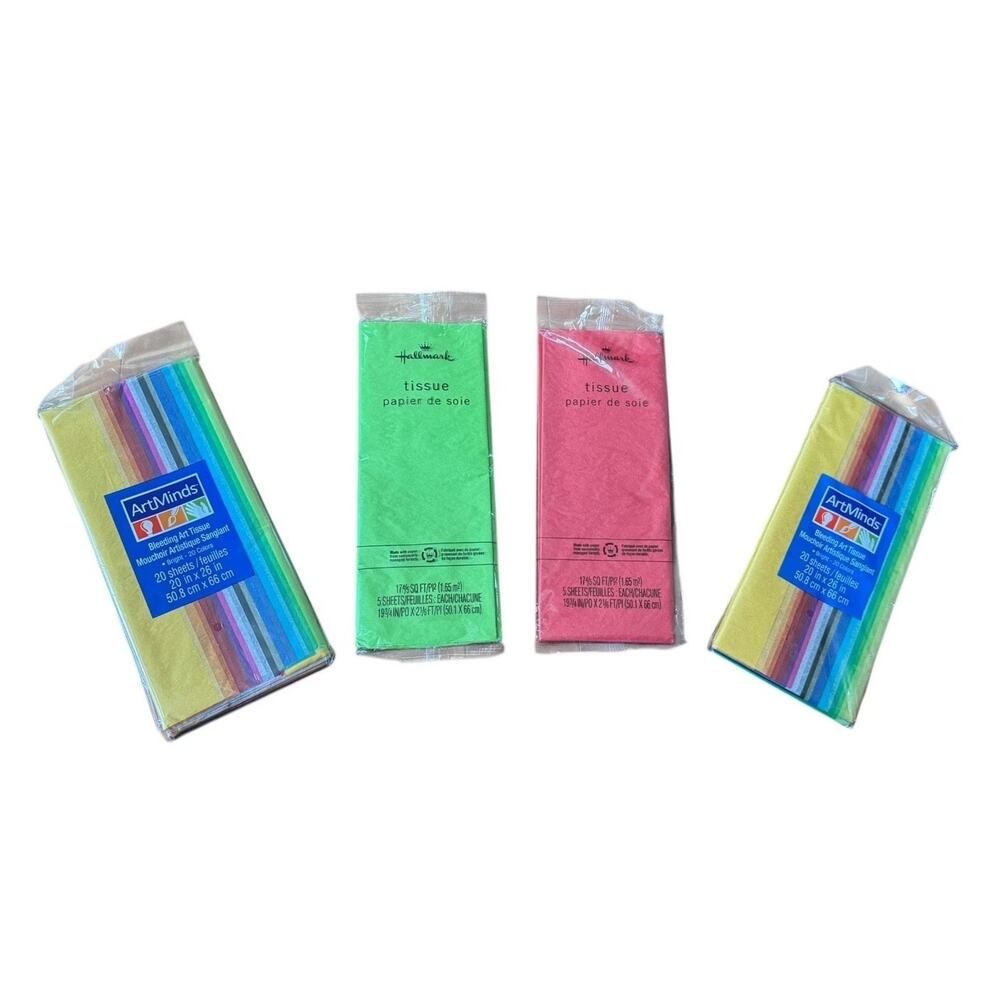 Lot ArtMinds Bleeding Art Tissue + Hallmark Tissue Packs Mixed Colors Sealed NEW